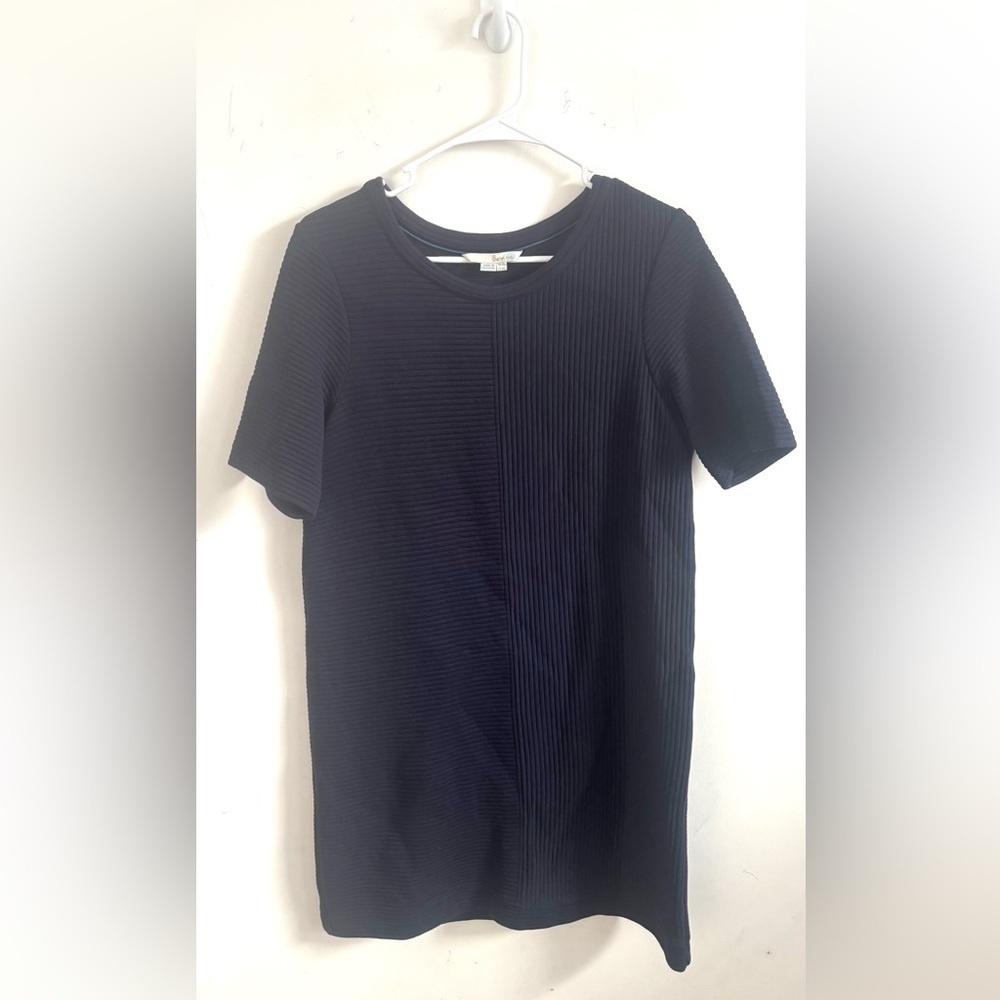 Boden Long Navy Ribbed Shift Dress Short Sleeve 10L